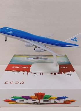 带轮20cm荷兰航空KLM波音机B747合金真飞机模型金属航模包邮