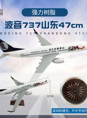 波音737山东航空47cm飞机模型客机摆件山航航模礼品收藏品20cm