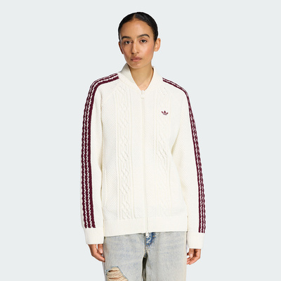 adidas阿迪达斯冬季三叶草新款女子针织运动宽松夹克外套 KS7804