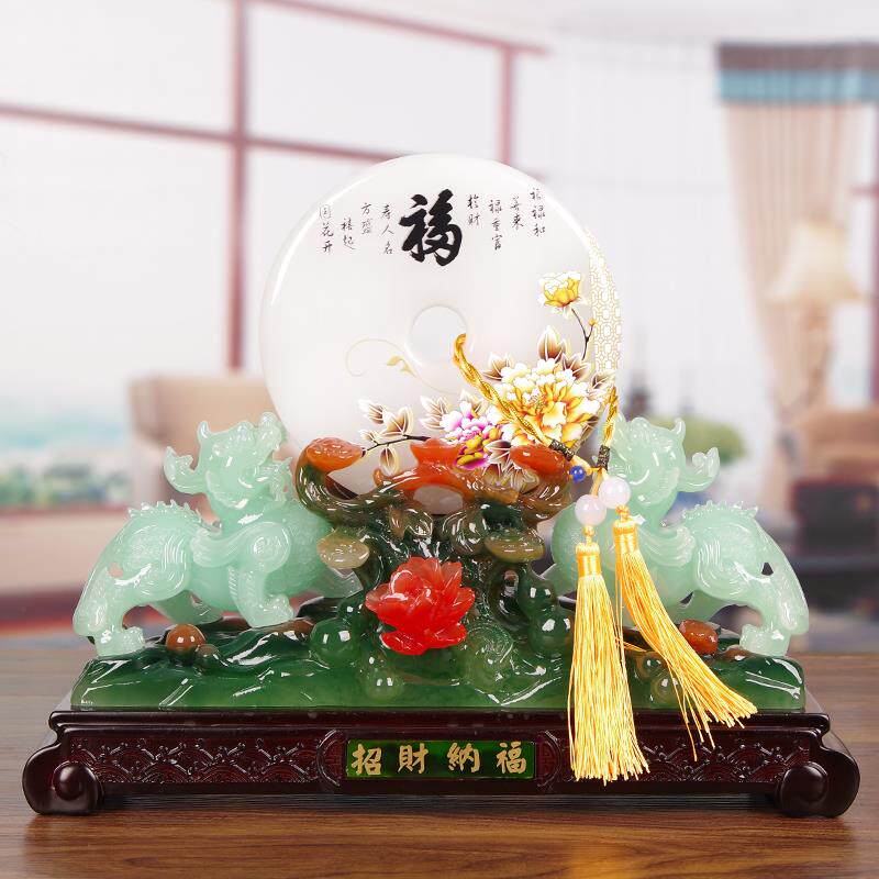 玉石平安扣摆件貔貅招财摆件镇宅客厅装饰品送朋友闰蜜新房礼物