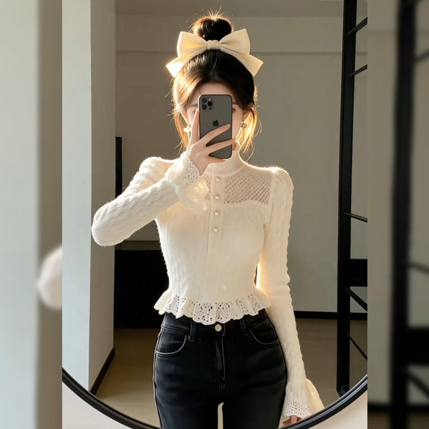 今年流行漂亮白色蕾丝上衣女装2026春季新款百搭高领绝美掐腰小衫,个性定制/设计服务/DIY,棉服工装,淘宝优惠券,粉丝福利购,淘宝优惠卷