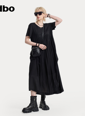 odbo/欧迪比欧连衣裙女25新款夏季宽松显瘦中长款裙子高级感法式