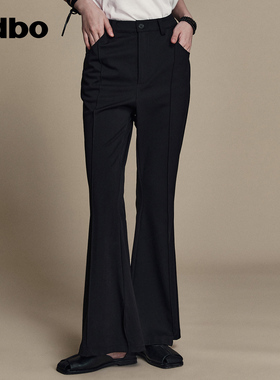 odbo/欧迪比欧原创设计时尚高腰休闲裤女夏季新款西装喇叭裤