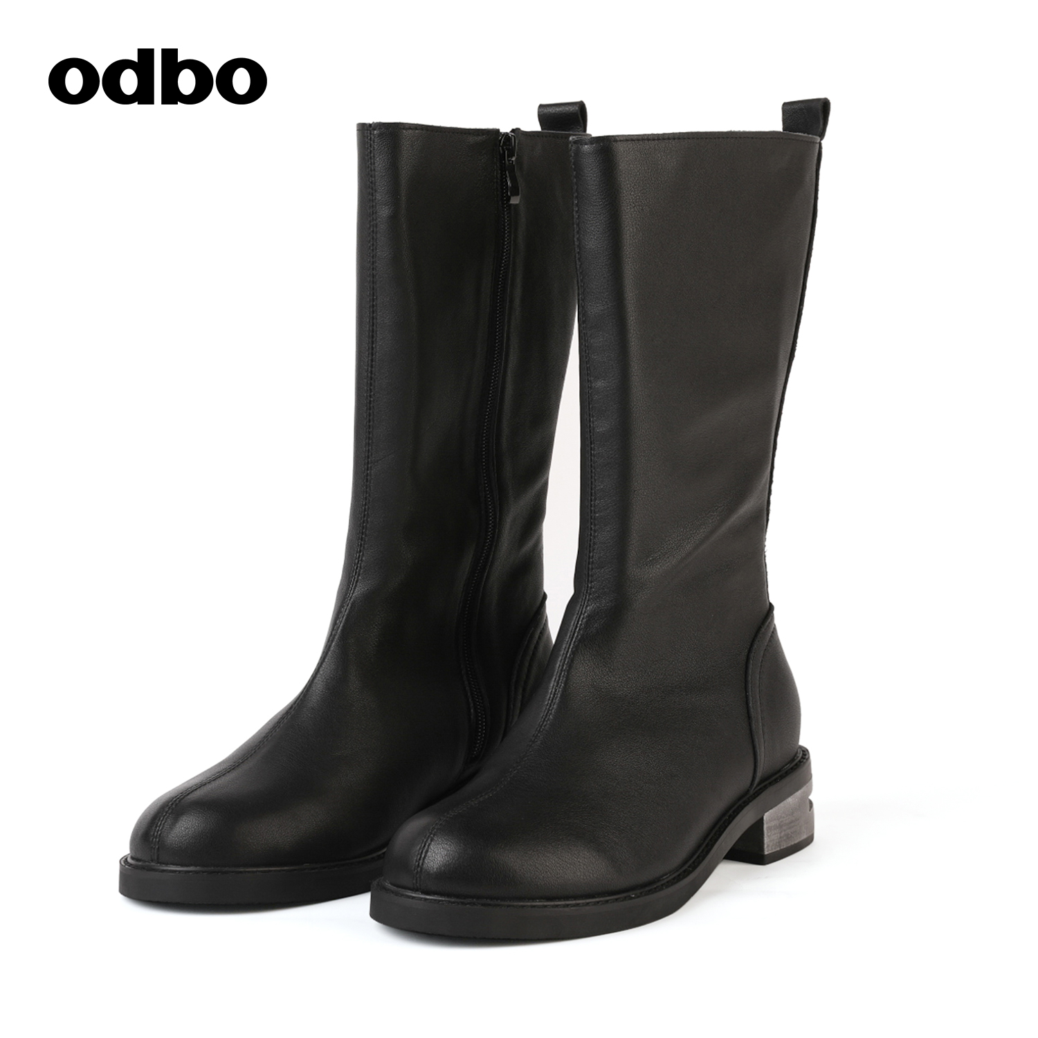 【商场同款】odbo/欧迪比欧秋冬新款时尚马丁靴女高筒鞋-封面