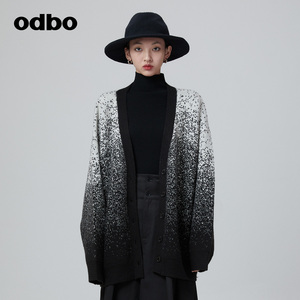 odbo/欧迪比欧原创设计毛衣外套女秋冬新款宽松百搭针织开衫