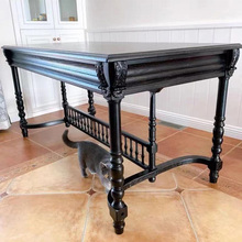 法式复古实木家用长方形美式乡雕花原木轻奢白橡木长餐桌椅组合