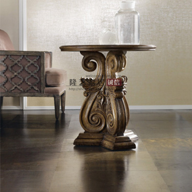 法式美式实木复古做旧边几别墅奢华实木雕花电话几角几可定制