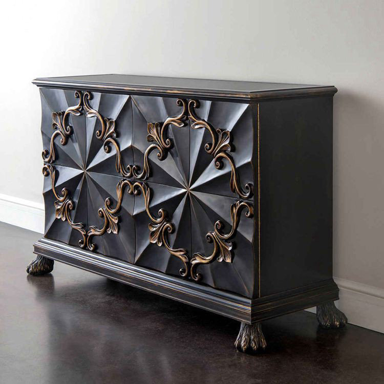 美式新古典实木鞋柜法式复古做旧边柜储物柜欧式实木玄关柜收纳柜