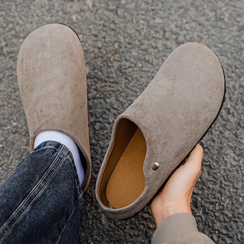 46大码47勃肯男鞋春季一脚蹬无后跟复古休闲防滑办公室包头半拖鞋