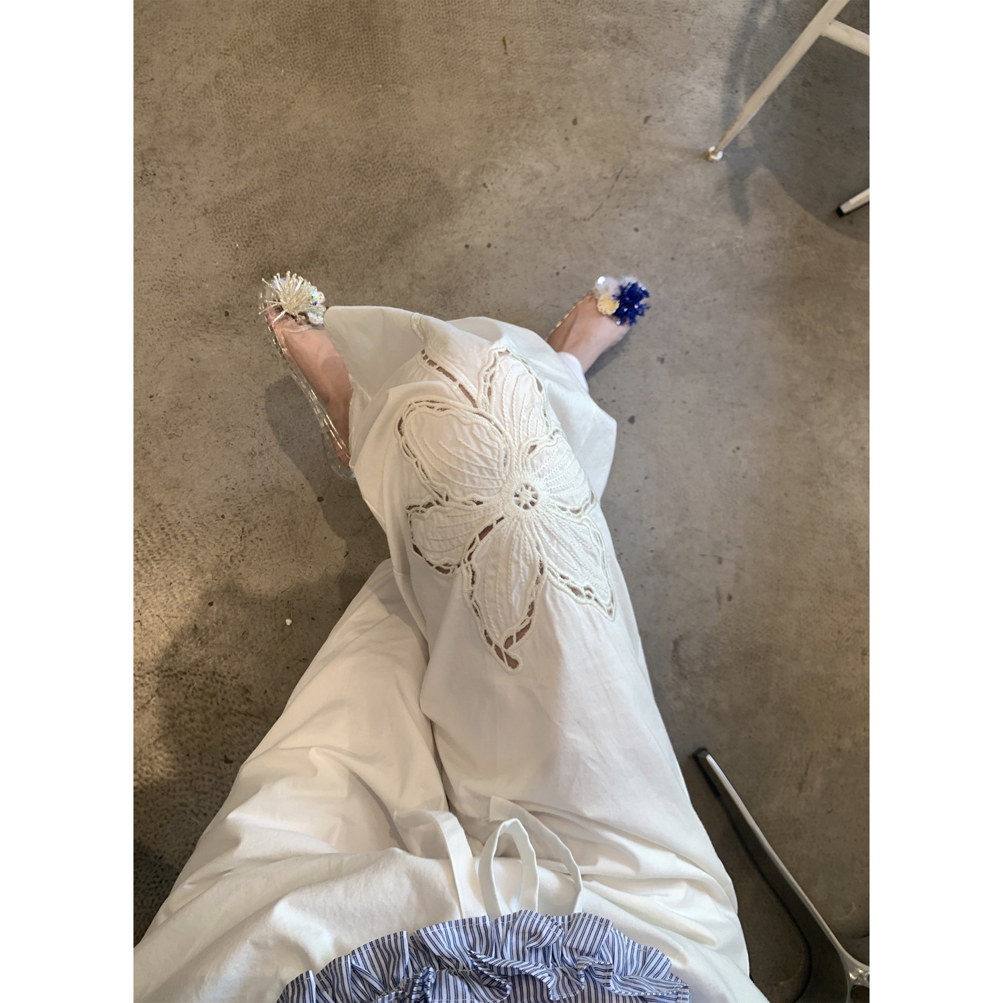 加分裤！不透清凉花朵刺绣遛弯裤