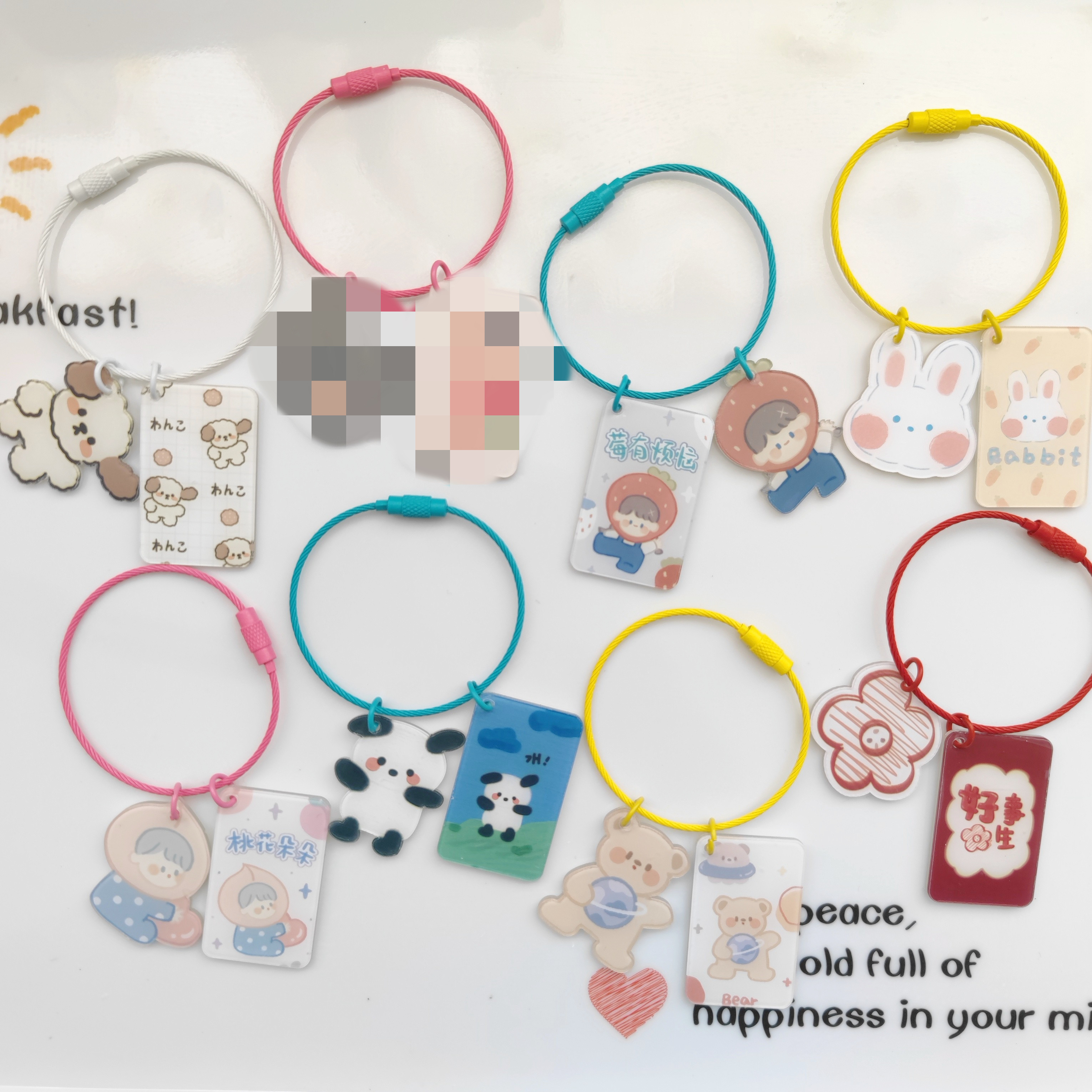 diy卡通亚克力钢丝圈钥匙扣配件