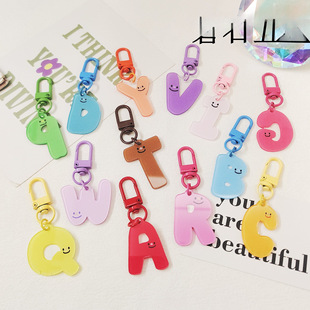 新款彩色合金门扣开口圈英文字母亚克力笑脸牌饰品应援挂件配件框