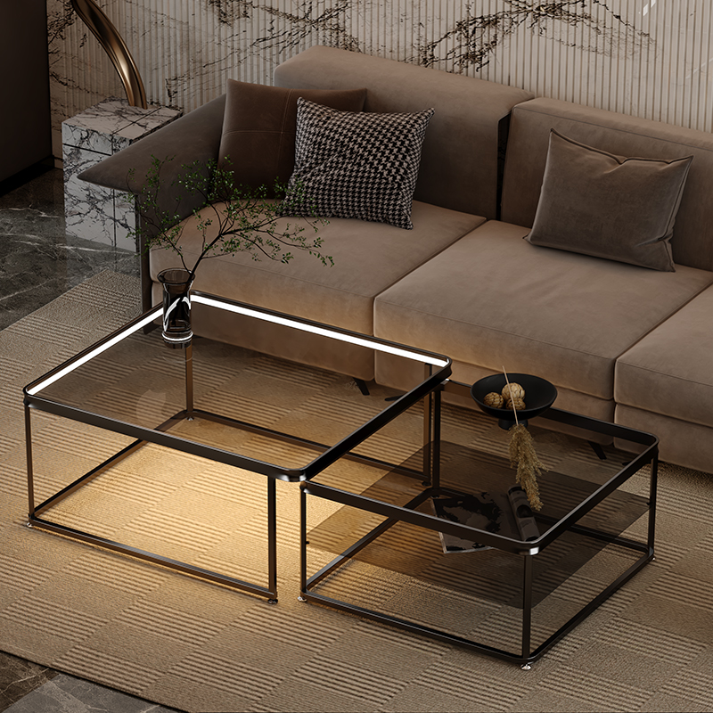 简约现代轻奢发光玻璃茶几