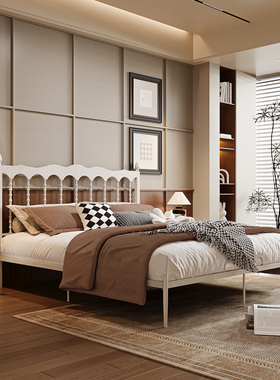 法式复古温莎床儿童铁艺床卧室家用1.8m双人床现代简约白色1.2m