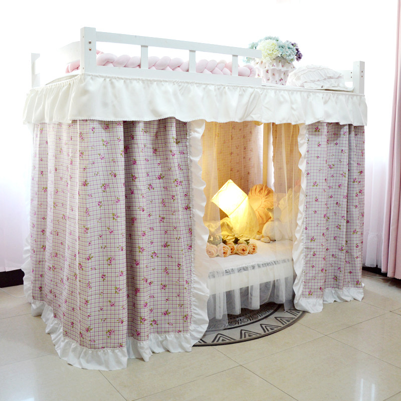 学生加厚遮光床帘大学宿舍上铺女寝室下铺桌帘围挡帘卡通少女床幔