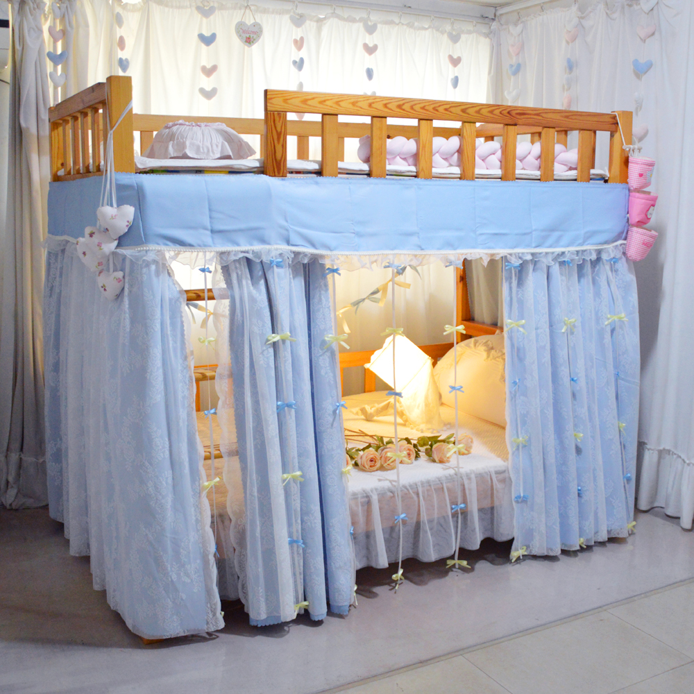 家用儿童床蚊帐高低床遮挡帘子母床下铺遮光床帘上下床公主遮光帘