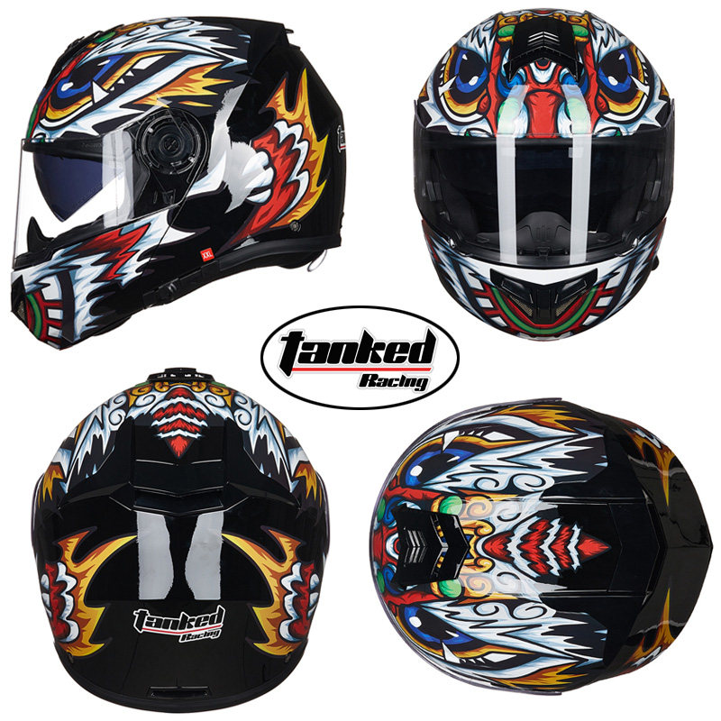 特价清仓坦克头盔T270全盔摩托车机车骑行安全帽双镜片揭面盔保暖