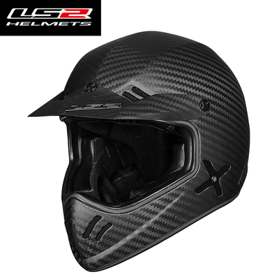 ls2复古碳纤维骑行拉力盔