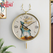 Lisheng Nordic deer head wall clock living room mute simple light luxury wall watch bedroom creative quartz clock art clock