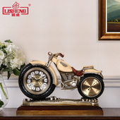 丽盛座钟客厅静音欧式 摆件钟表石英钟摩托车家用时钟坐钟复古台钟