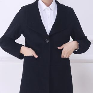 银行新款农行呢大衣中国农业银行工制服藏蓝色毛呢大衣农行营业员