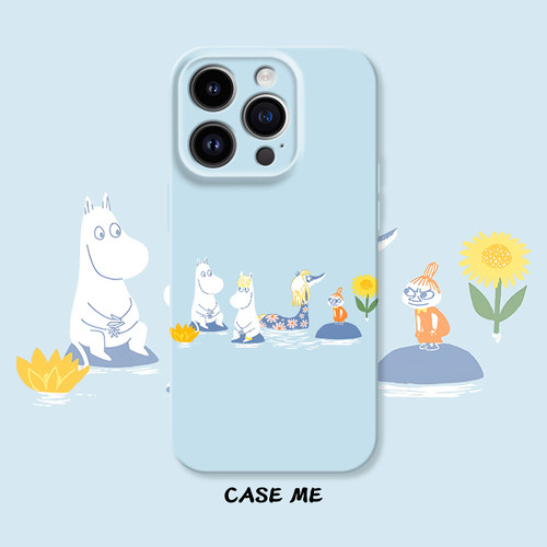 水畔发呆姆明适用iphone16/15pro苹果17Promax华为P70/Nova13/vivox200/oppoReno13/小米15/14红米K80手机壳