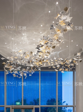 软装创意琉璃玻璃四角星空中吊饰走廊天花板吊顶酒店大堂灯饰装饰