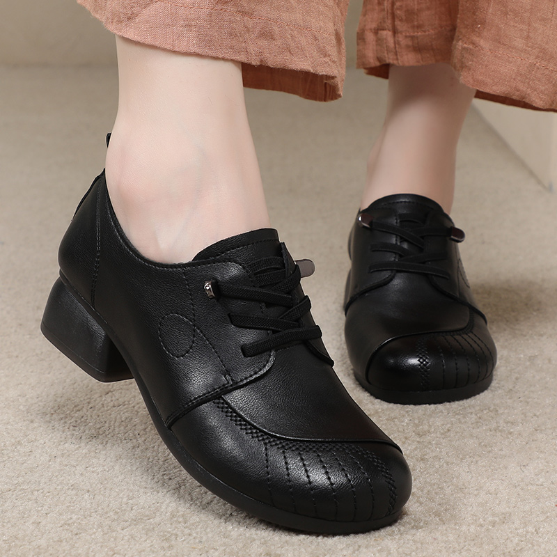 2022秋季妈妈鞋旺奈单鞋休闲粗跟