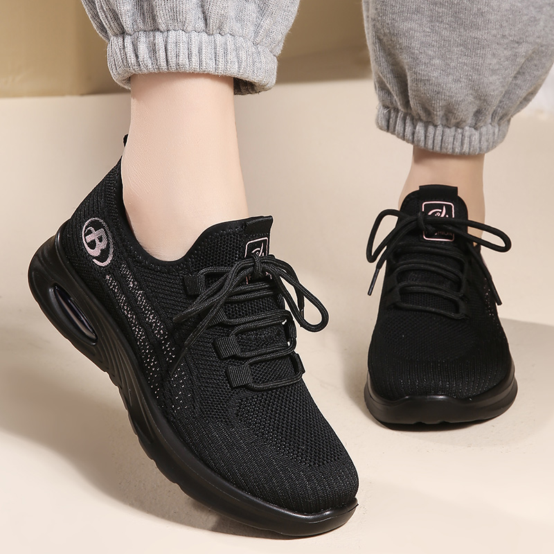 2024新款妈妈鞋旺奈飞织透气系带