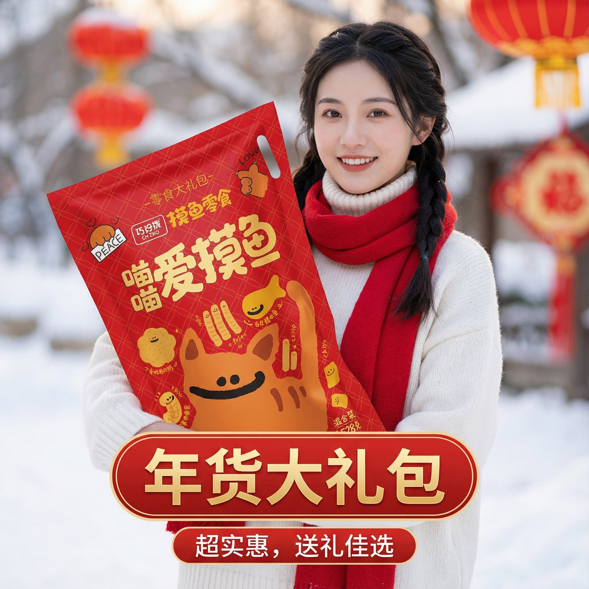 喵喵爱摸鱼零食礼包大虾条