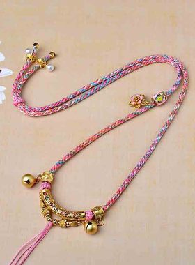 唐卡挂绳藏式手搓棉绳高档扎基拉姆天珠项链绳泰国佛牌链吊坠挂绳