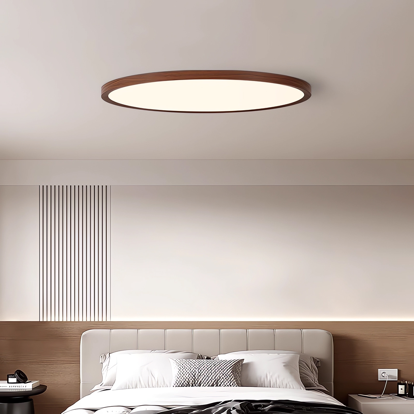 新中式胡桃木纹1.6CM超薄吸顶灯