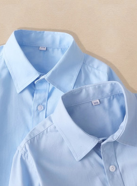 男童纯棉蓝色衬衫小学生校服班服春秋款中大儿童蓝衬衣女长袖6721