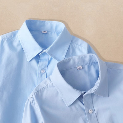 男童纯棉蓝色衬衫小学生校服班服春秋款中大儿童蓝衬衣女长袖6721