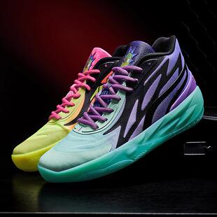 三球二代鸳鸯篮球鞋男儿童小码运动鞋女拉梅洛鲍尔一代摩擦有声音