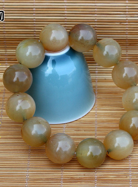 天然高原藏山羊角圆珠手串原色透明血丝手链男女通用文玩腕珠