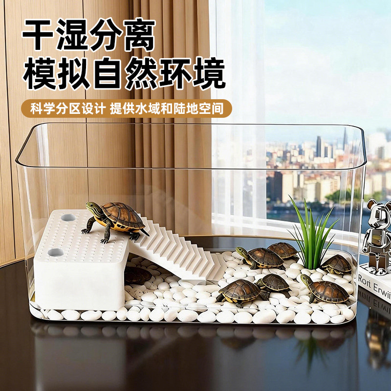2026乌龟饲养缸专用缸水陆两栖生态造景家用小型桌面鱼缸一体成型