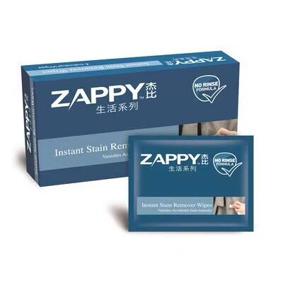 新加坡进口ZAPPY杰比-即时衣物去污湿巾60片海底捞外送指定产品