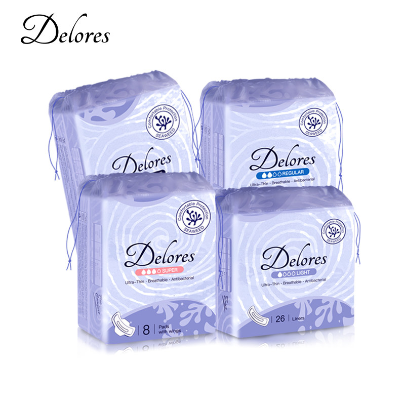 delores澳洲原装进口卫生巾姨妈巾海藻超薄绵柔透气卫生巾4包