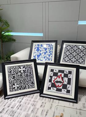 艺术潮流装饰画组合黑白图案