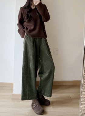 独家自制。复古好看的九分裤 匹马棉+牦牛绒精纺灯芯绒高级面料