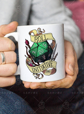 博德之门3先手主动权马克杯办公室水杯骰子跑团COC周边酒吧礼品