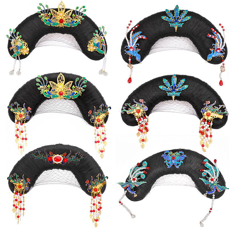 古装头饰旗头清朝大清皇宫后宫皇后娘娘贵妃格格发丝影楼写真假发