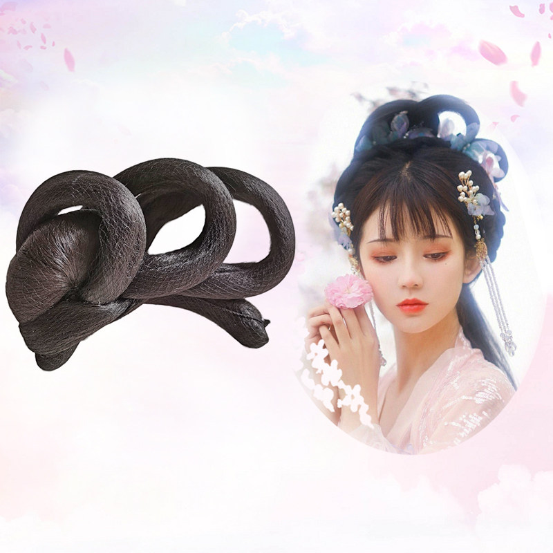 明制玉卿髻古装汉服假发全发丝软头顶发髻造型宋制日常飞仙发包黑