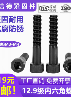 国标12.9级内六角螺丝杯头圆柱头螺钉3M4x6x10x16x20x30x34x40x50