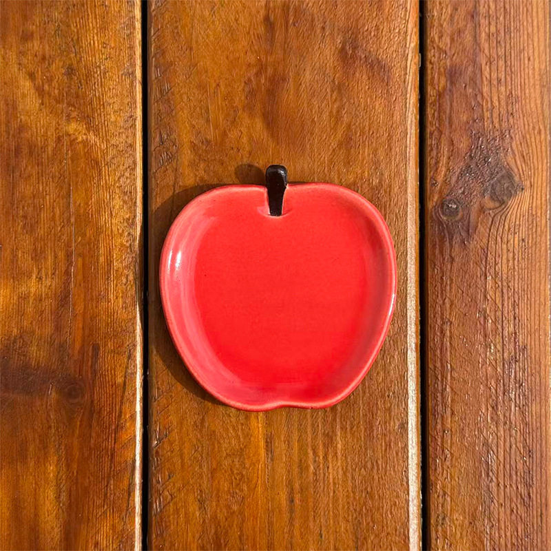 日本进口小巧可爱小动物绵阳小碟苹果点心盘美浓烧陶瓷餐具