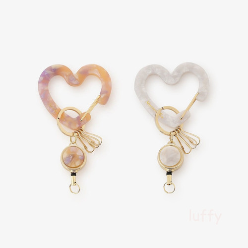 日本afternoontea便携爱心钥匙扣带伸缩绳