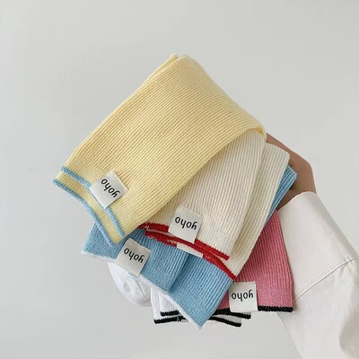 ins可爱中筒纯棉薄款袜子女款堆堆袜