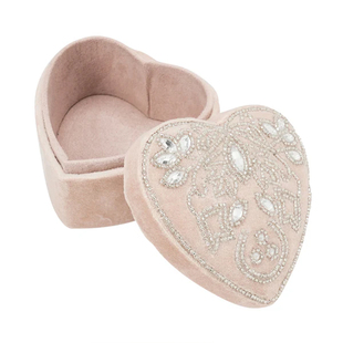 日本francfranc刺绣小首饰盒爱心首饰盒戒子项链收纳盒