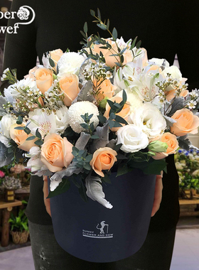 杭州鲜花速递同城玫瑰花郁金香抱抱桶花束生日订花店配送上门女友